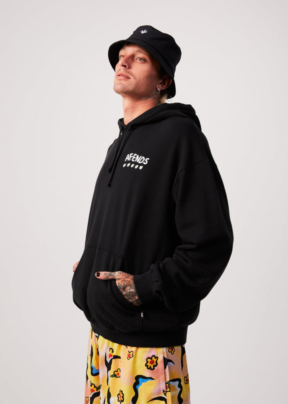 BNWT - Afends Flowers Recycled Hoodie / Black