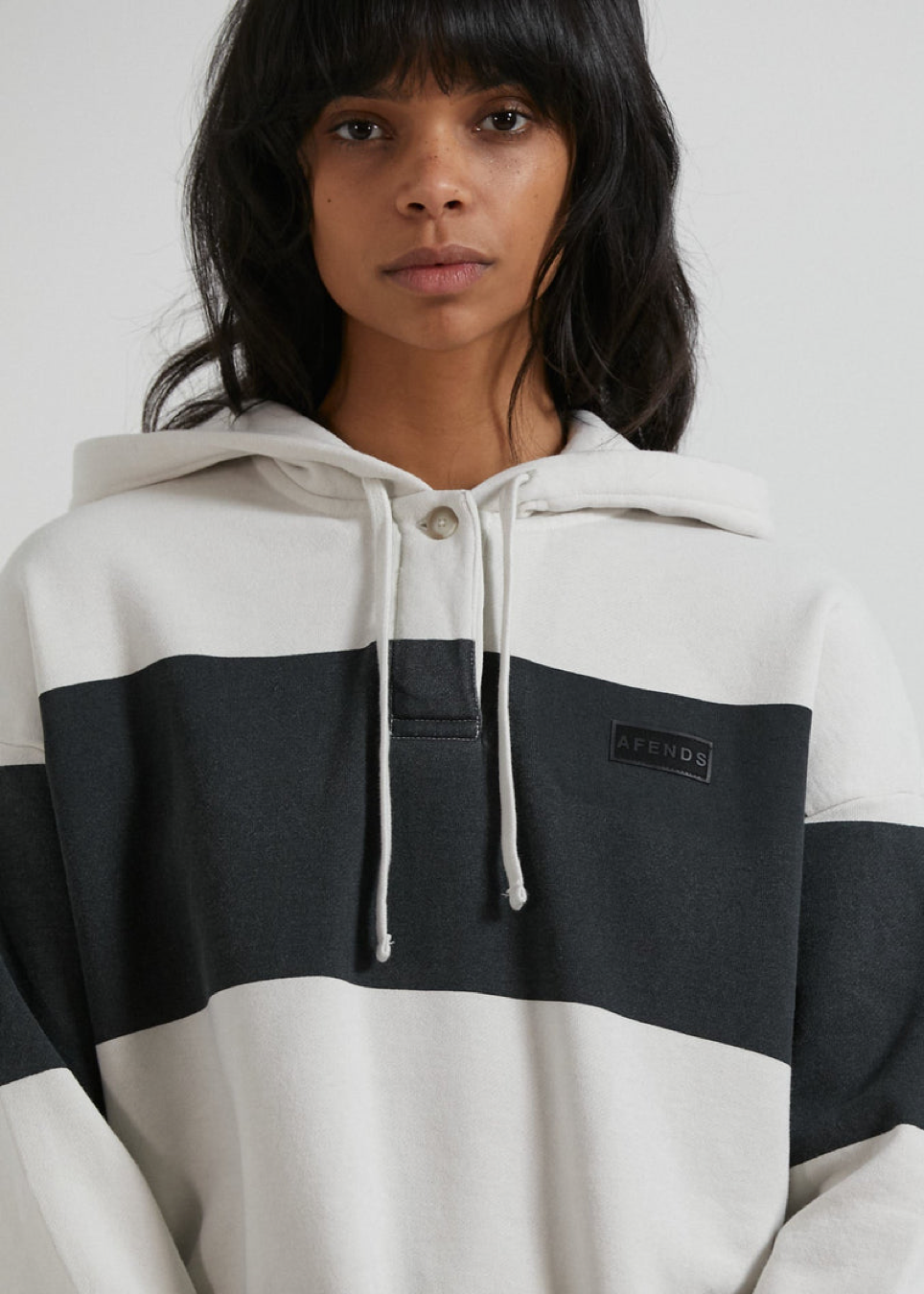 NWT - Afends Disorder Organic Hooded Sweatshirt / Off White