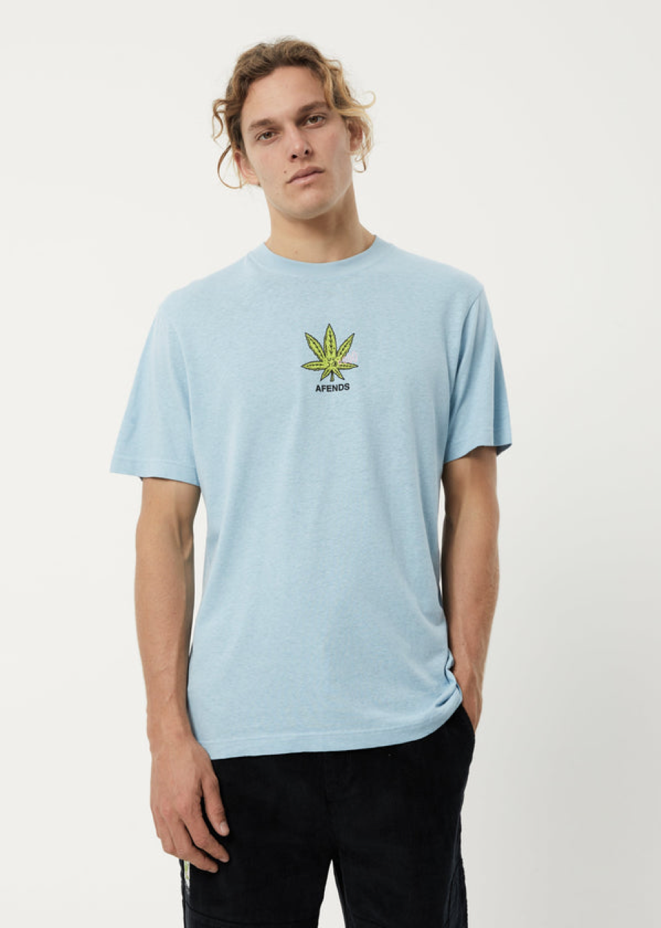 NWT - Afends Coasting Hemp Retro Fit Tee / Sky Blue