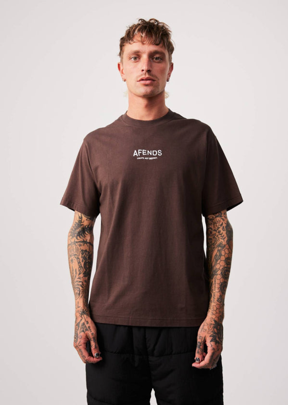 BNWT - Afends Spaced Recycled Retro T-Shirt / Coffee