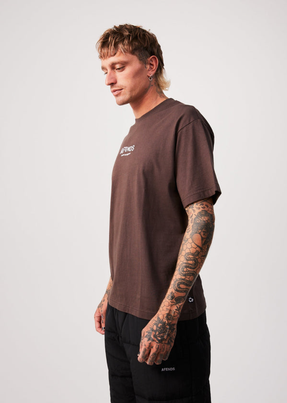 BNWT - Afends Spaced Recycled Retro T-Shirt / Coffee