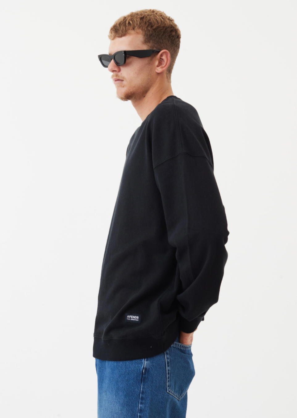 BNWT - Afends Sativa Hemp Oversized Crew Neck / Black