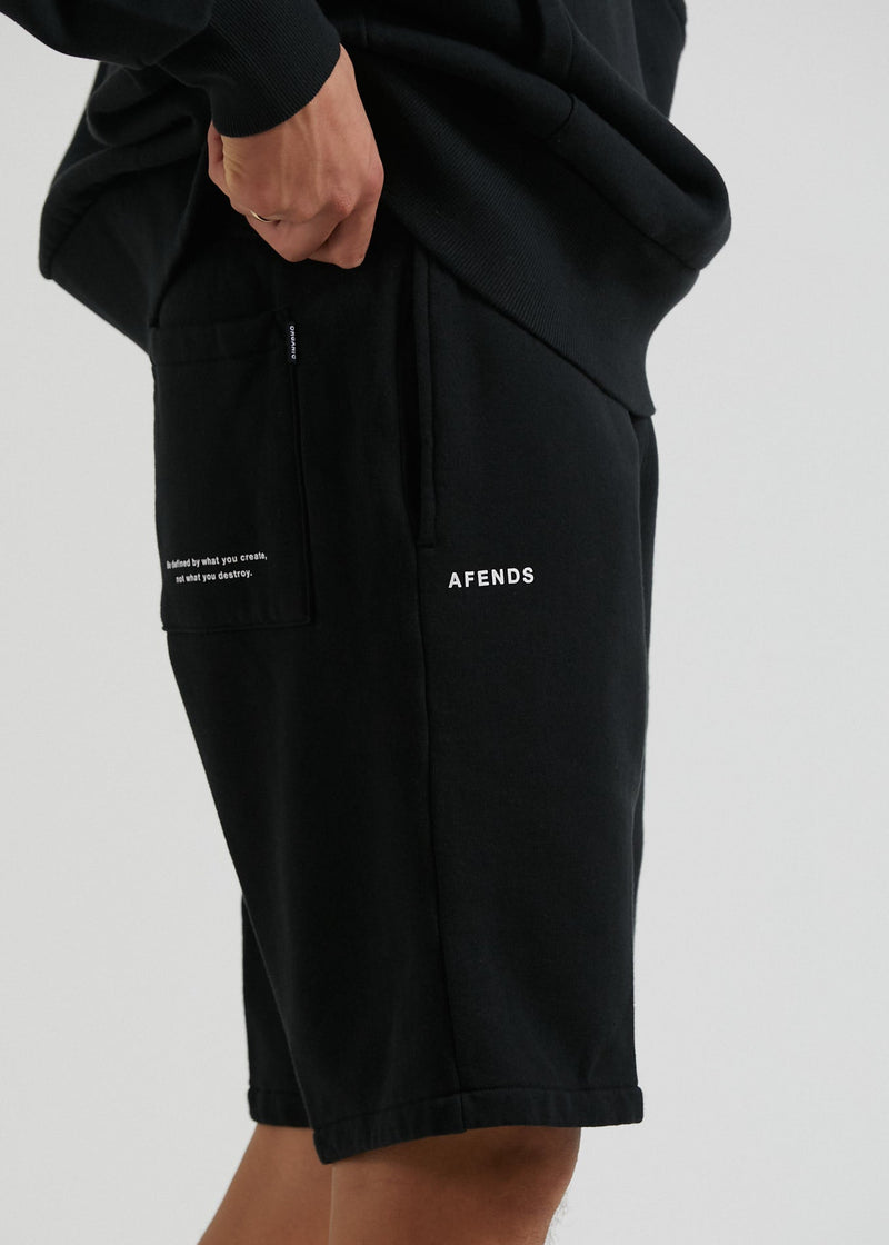 NWT - Afends Razor Unisex Organic Sweat Short / Black