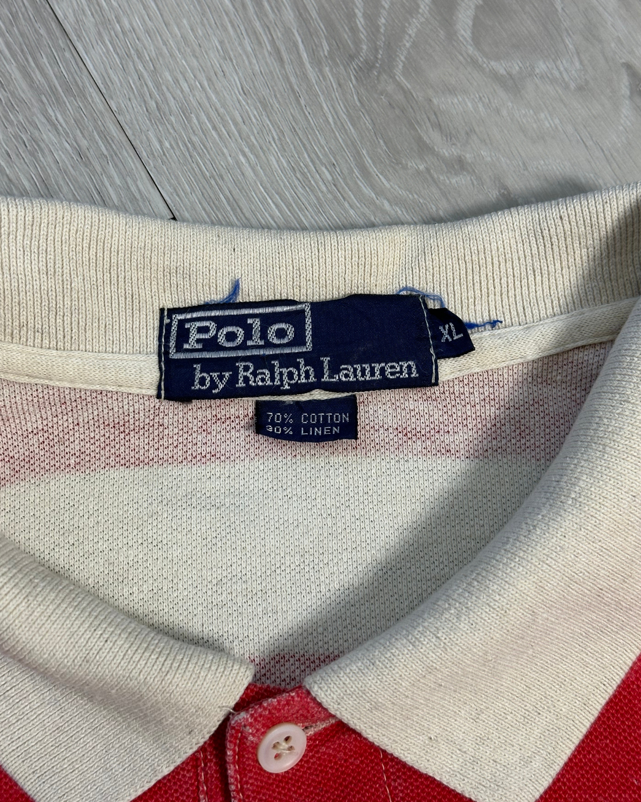 
                  
                    Vintage Polo By Ralph Lauren Striped Small Pony Polo T-Shirt - Size XL
                  
                