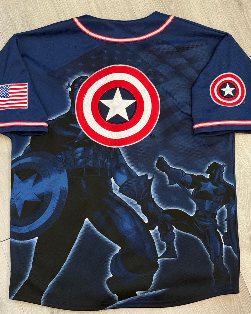 
                  
                    Vintage '02 Marvel Comics Captain America Baseball Jersey - Size L
                  
                