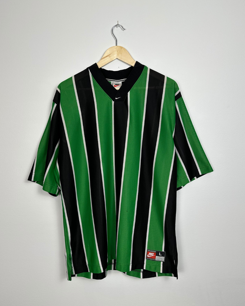 
                  
                    Vintage 90's Nike Striped Green Blank Soccer Jersey - Size L
                  
                