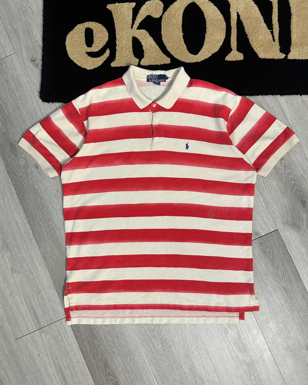 Vintage Polo By Ralph Lauren Striped Small Pony Polo T-Shirt - Size XL