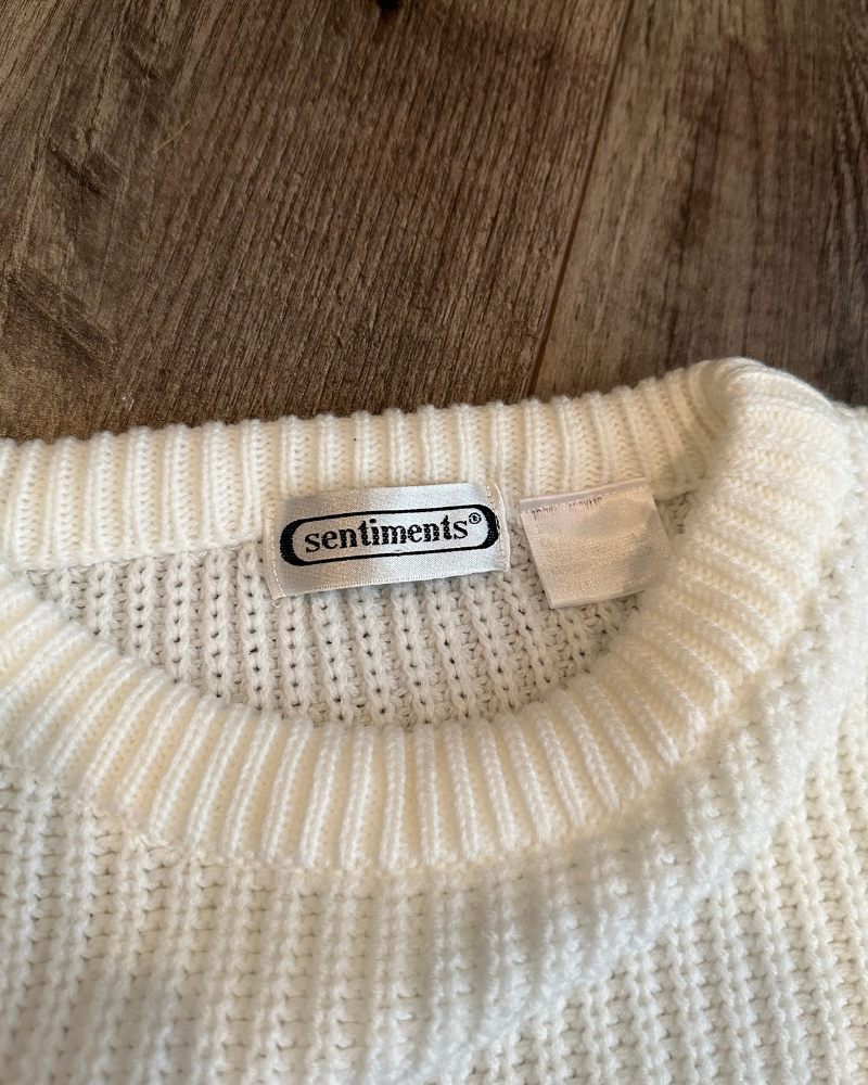 
                  
                    Vintage Sentiments White Knit Sweater - Size M
                  
                