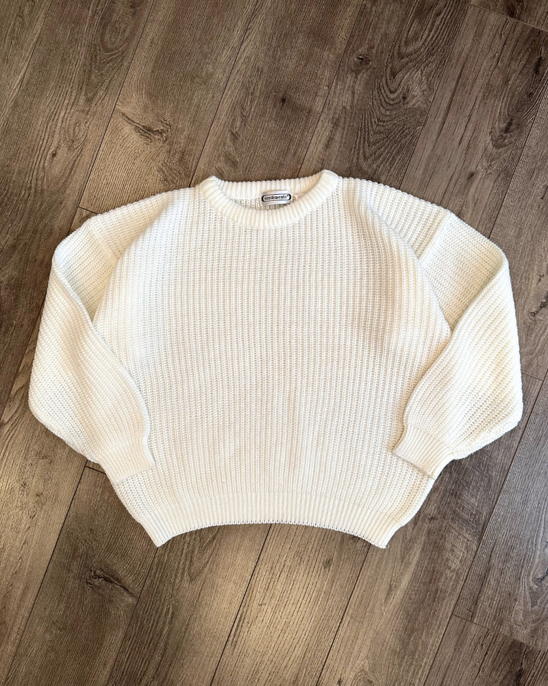 Vintage Sentiments White Knit Sweater - Size M