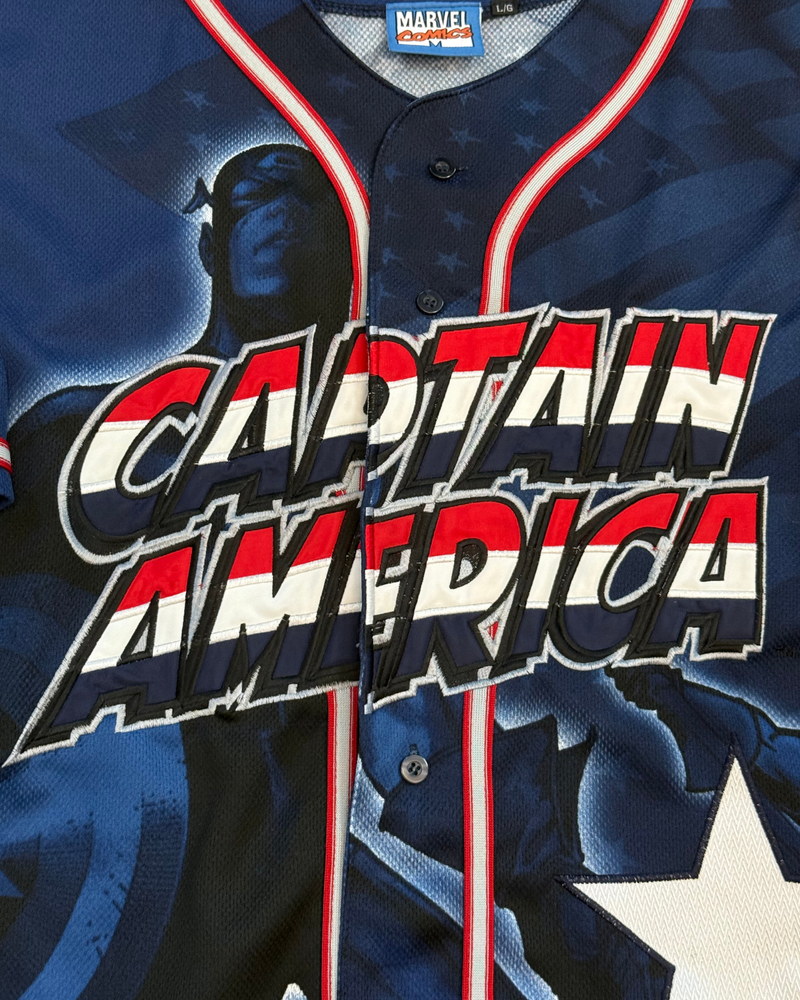 
                  
                    Vintage '02 Marvel Comics Captain America Baseball Jersey - Size L
                  
                