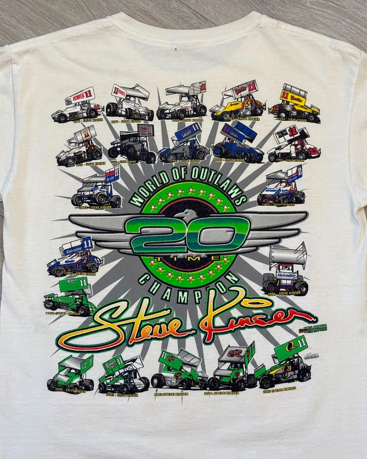 
                  
                    Rare '08 Signed Steve Kinser World Of Outlaws Champion Sprint Car Racing T-Shirt - Size S
                  
                