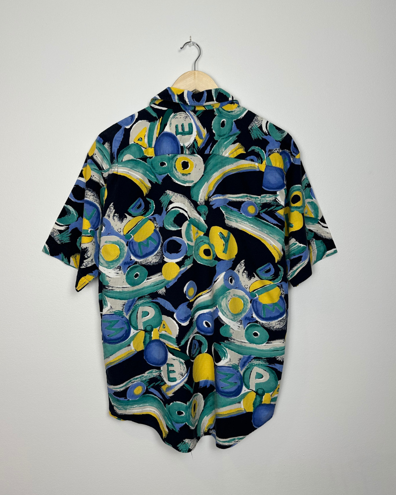 
                  
                    Vintage Crazy Abstract Pattern Protocol Button Up T-Shirt - Size L
                  
                