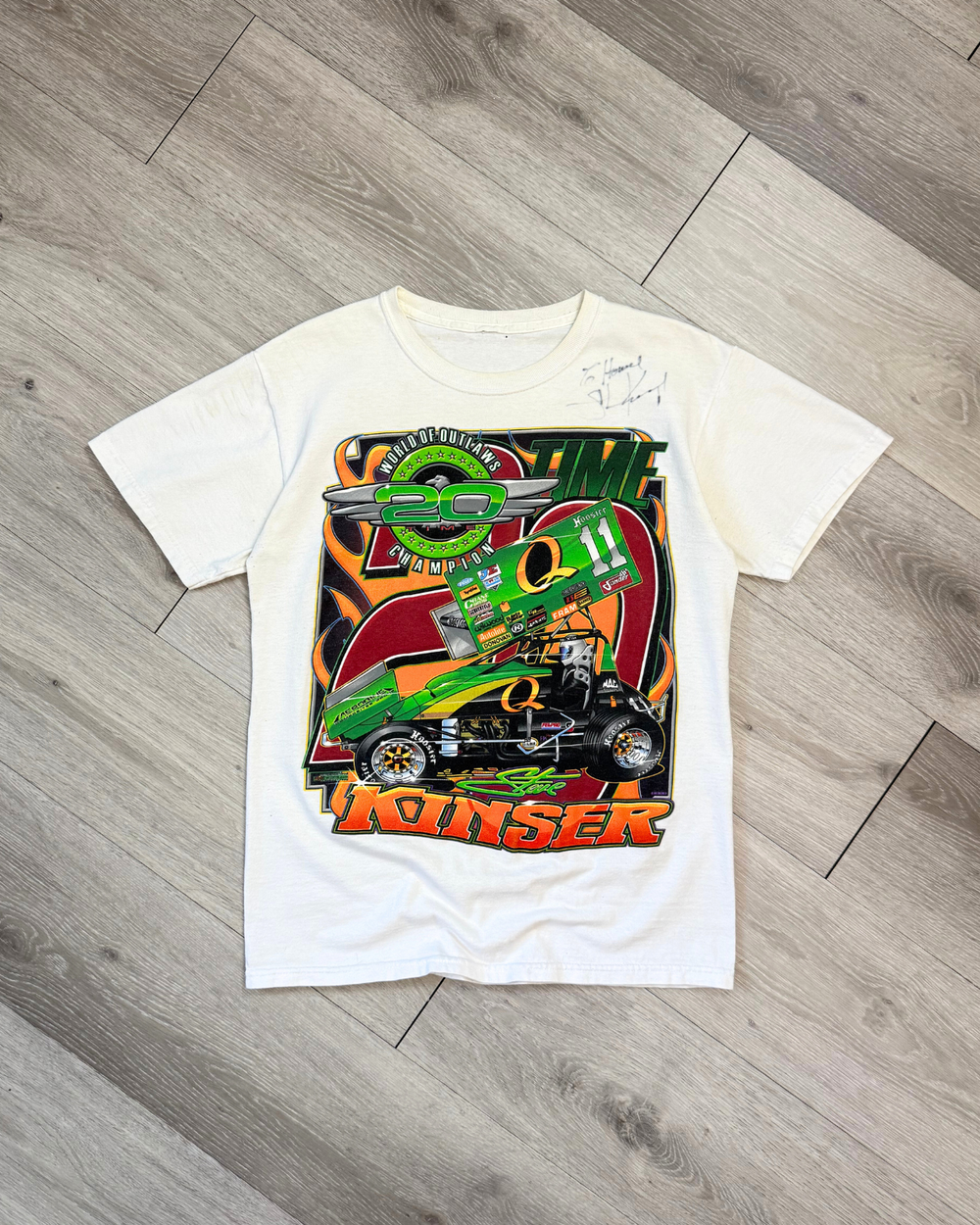 Rare '08 Signed Steve Kinser World Of Outlaws Champion Sprint Car Racing T-Shirt - Size S