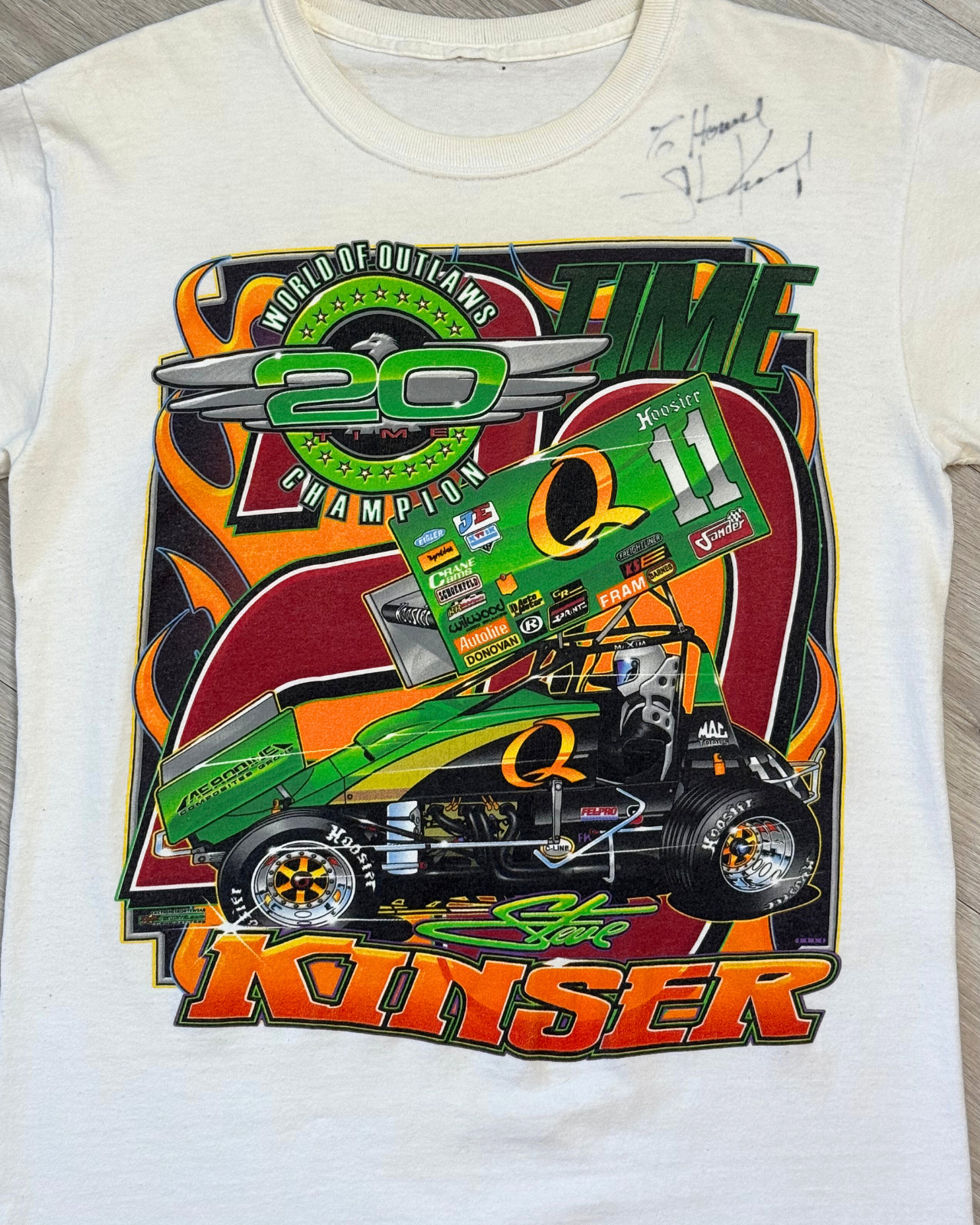 
                  
                    Rare '08 Signed Steve Kinser World Of Outlaws Champion Sprint Car Racing T-Shirt - Size S
                  
                