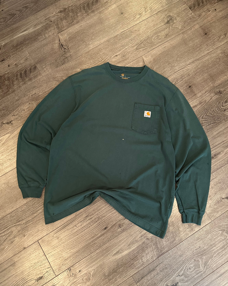 Vintage Carhartt Green Long Sleeve Pocket T-Shirt- Size L