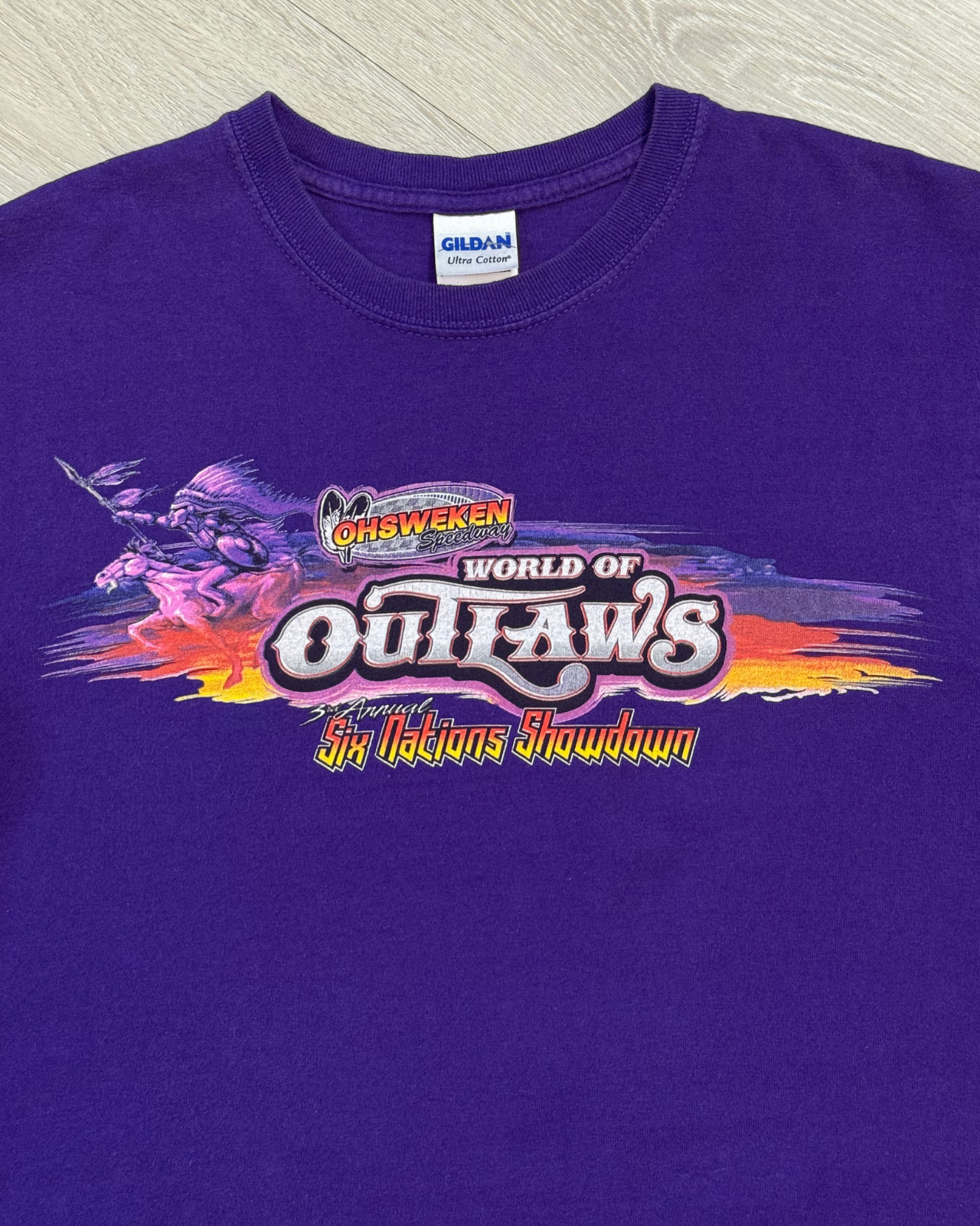 
                  
                    Rare World Of Outlaws Six Nations Showdown Sprint Car Racing T-Shirt - Size S
                  
                