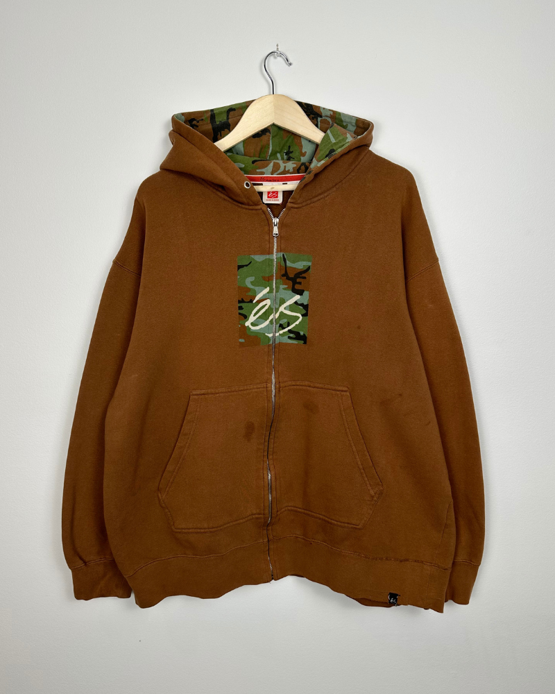 Vintage Y2K Es Skateboarding Zip-Up Hoodie - Size XL