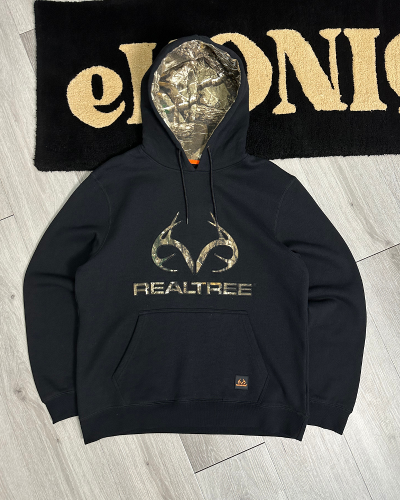 RealTree Camo Logo Black Hoodie - Size L