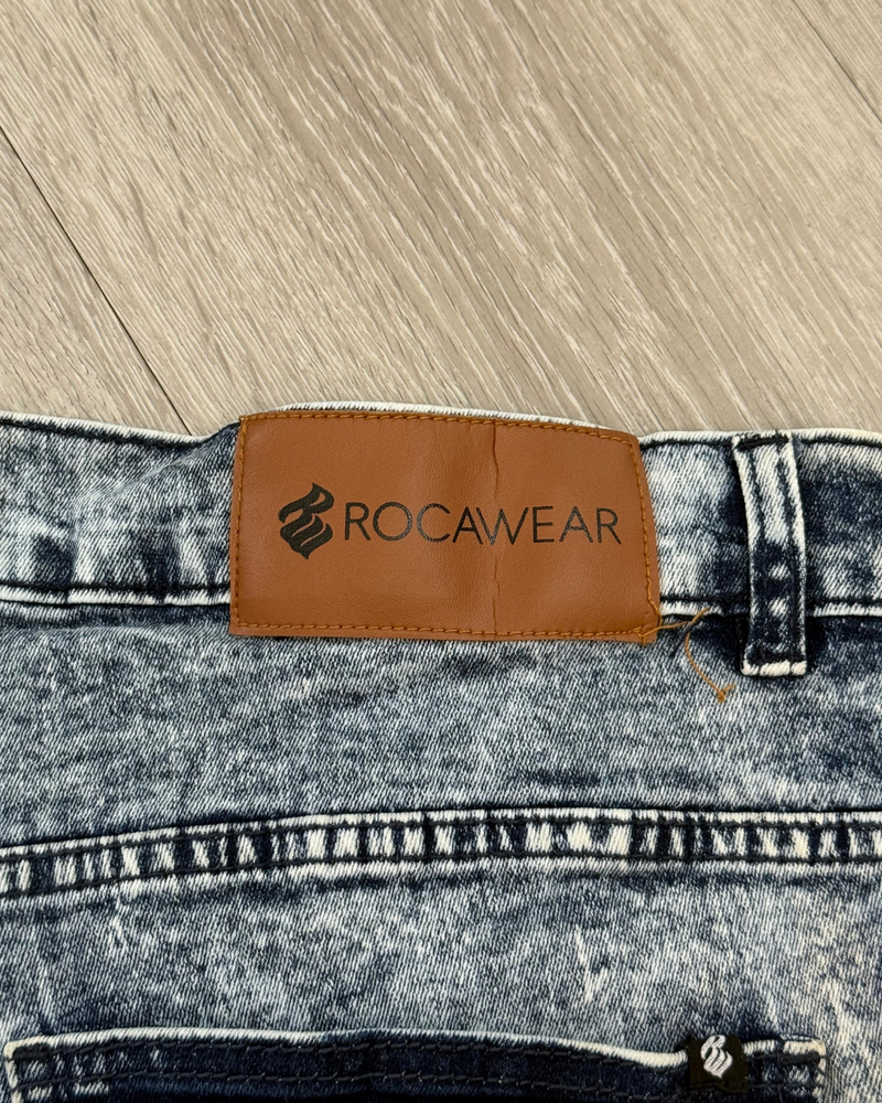 
                  
                    Vintage Rocawear Acid Wash Denim Cargo Shorts - Size 41
                  
                