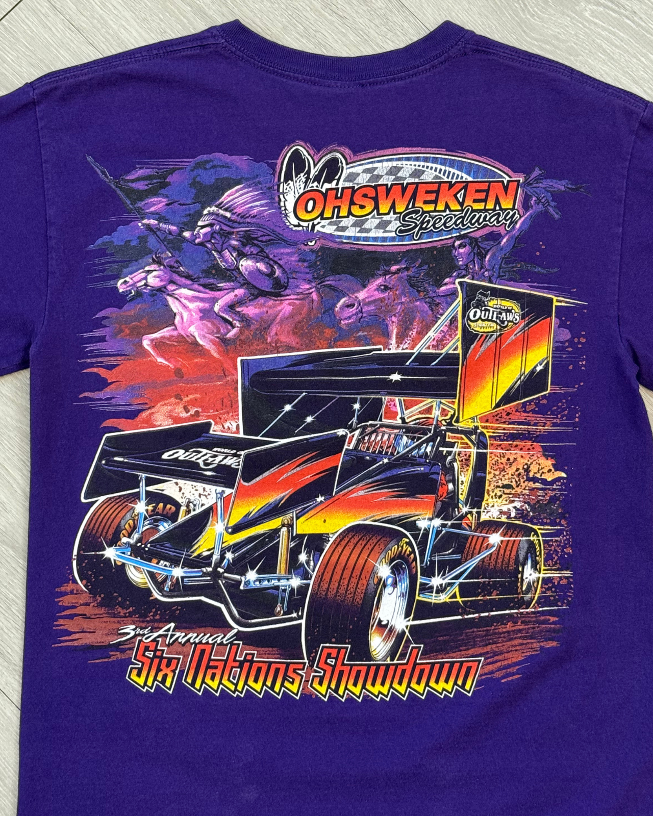 
                  
                    Rare World Of Outlaws Six Nations Showdown Sprint Car Racing T-Shirt - Size S
                  
                