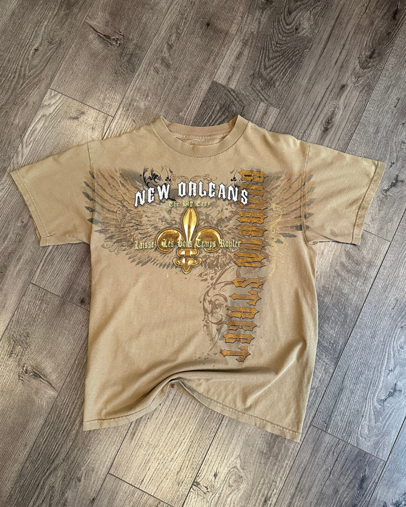 Vintage Y2K Affliction-Style New Orleans Bourbon Street T-Shirt - Size M