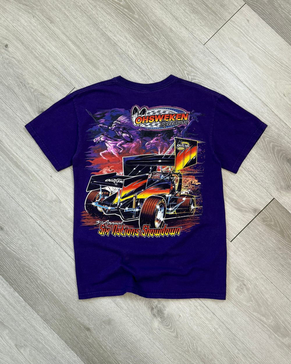 Rare World Of Outlaws Six Nations Showdown Sprint Car Racing T-Shirt - Size S