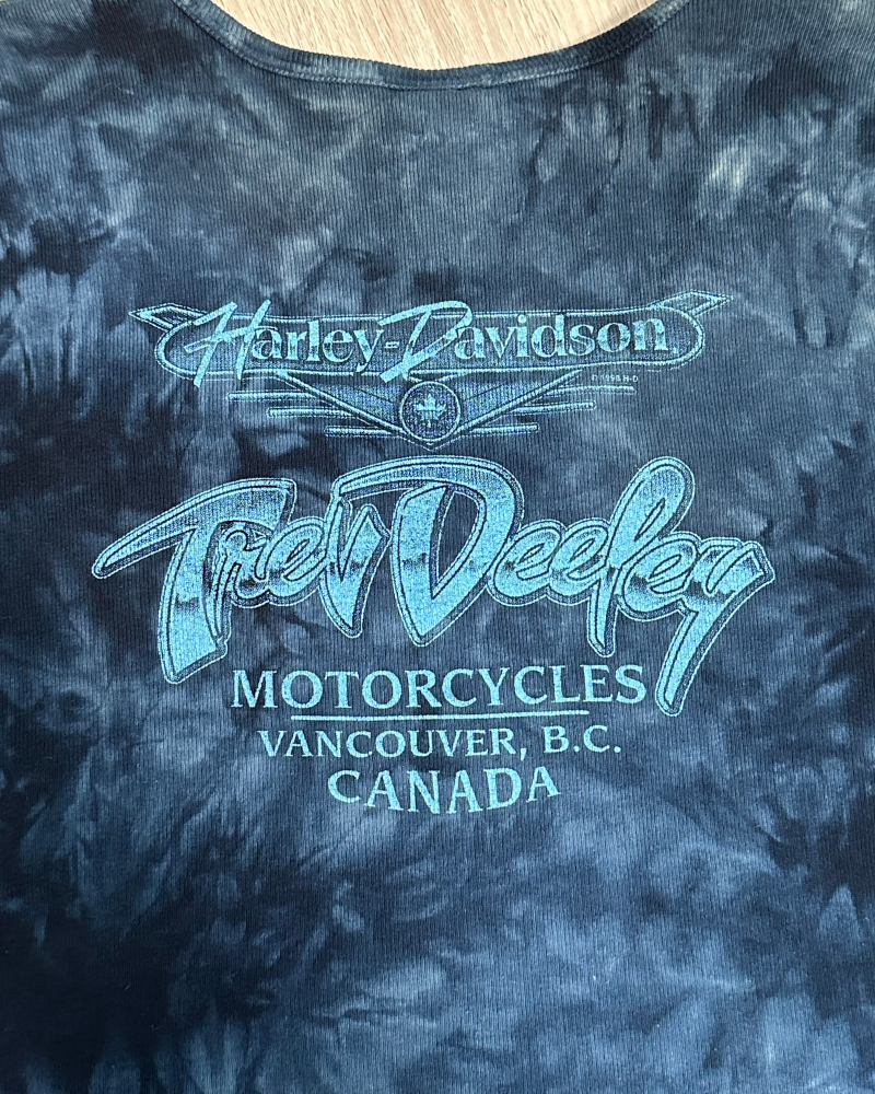 
                  
                    Vintage '01 Harley Davidson Trev Deeley Vancouver BC Women's Open V-Neck Shirt - Size L
                  
                