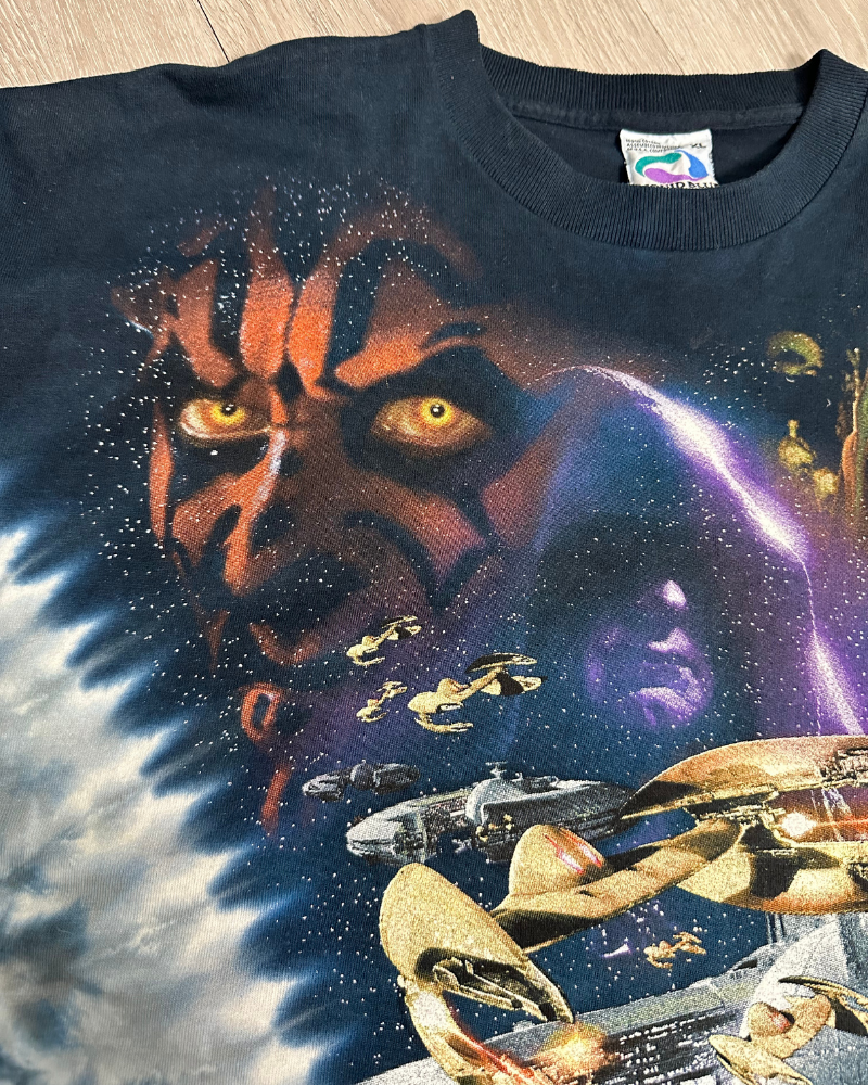 
                  
                    New - Vintage Star Wars Episode 1 The Phantom Menace Liquid Blue Tie-Dye T-Shirt - Size XL
                  
                