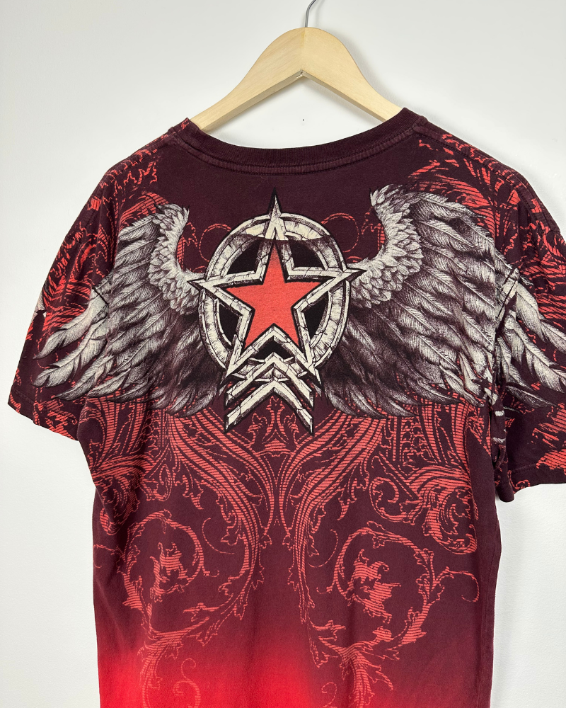 Vintage Y2K Affliction Extreme Couture AOP Wrap Around T-Shirt