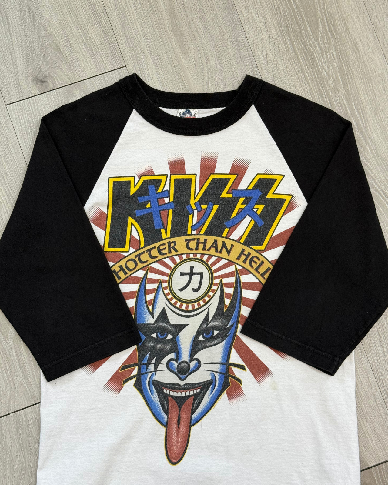 
                  
                    Vintage KISS Hotter Than Hell Raglan 3/4 Sleeve Shirt - Size S
                  
                