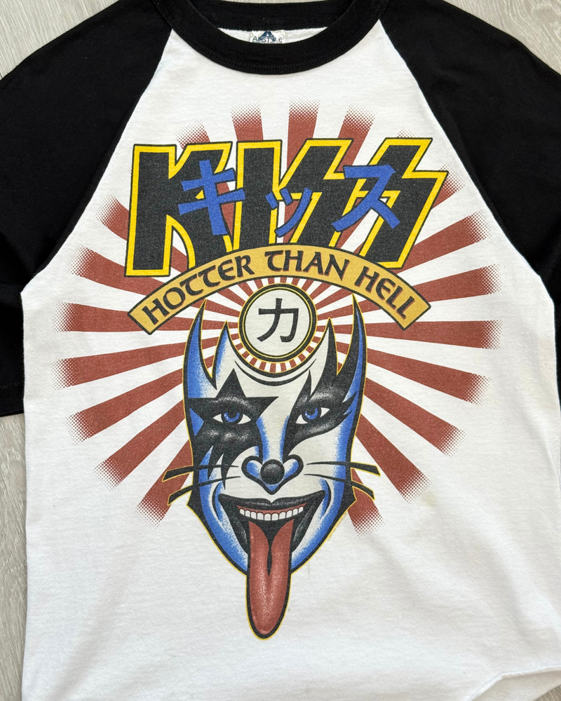 
                  
                    Vintage KISS Hotter Than Hell Raglan 3/4 Sleeve Shirt - Size S
                  
                
