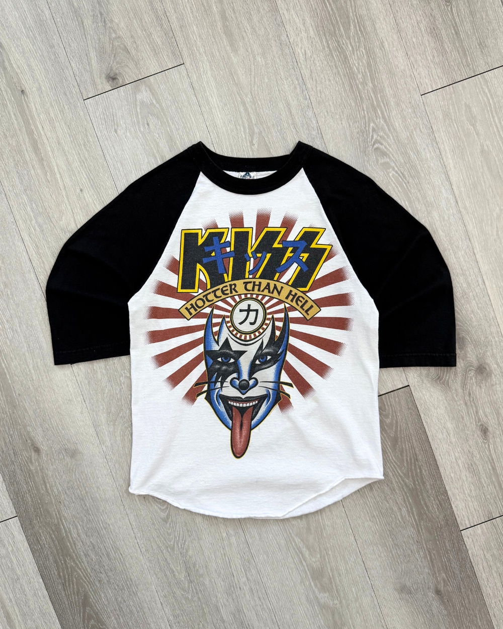 Vintage KISS Hotter Than Hell Raglan 3/4 Sleeve Shirt - Size S
