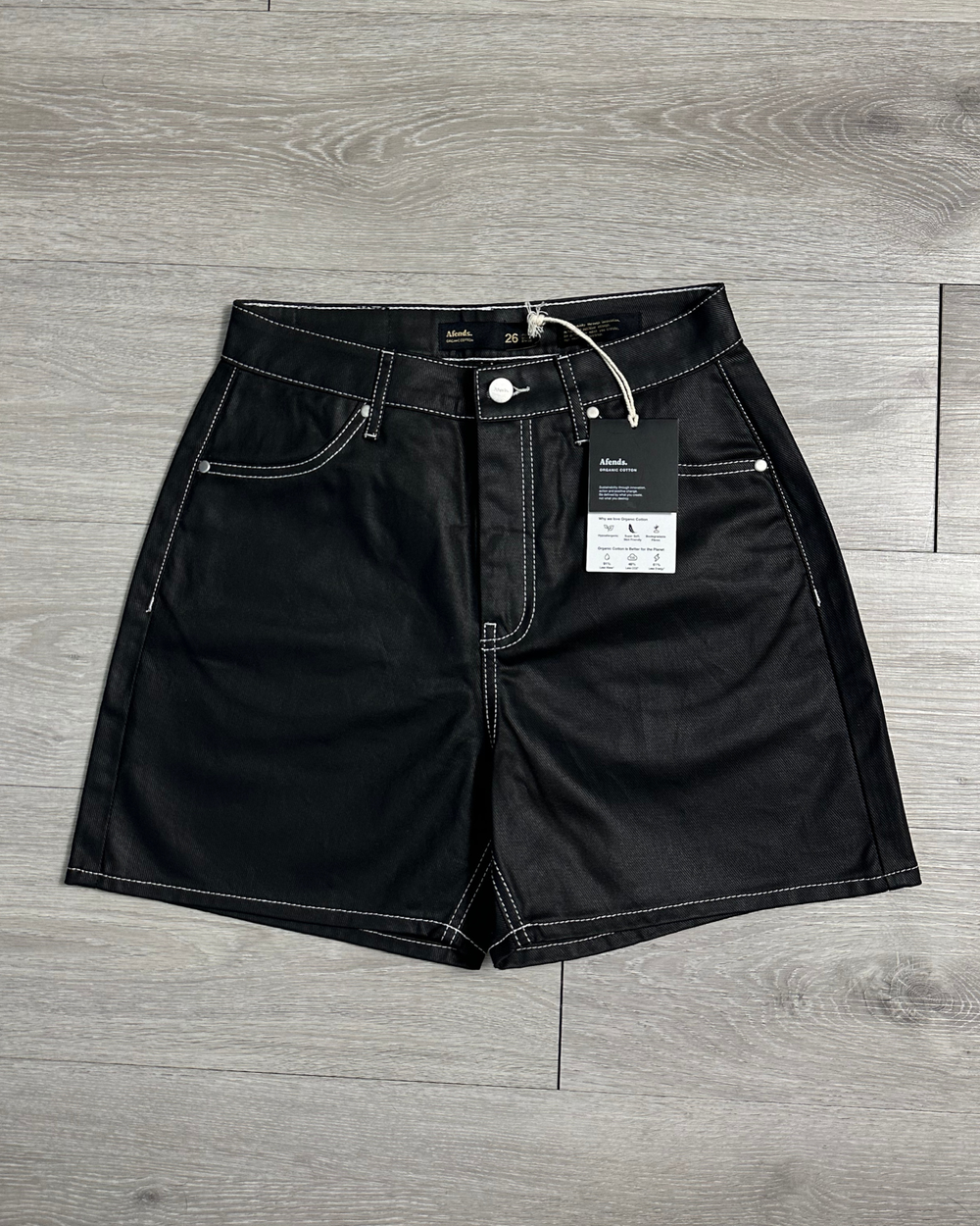 Shelby - Organic Denim Coated Cut Off Short / Black