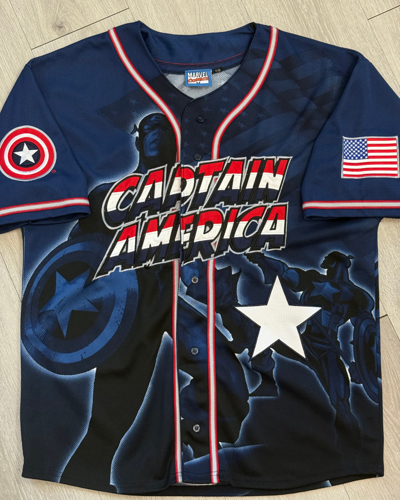 
                  
                    Vintage '02 Marvel Comics Captain America Baseball Jersey - Size L
                  
                