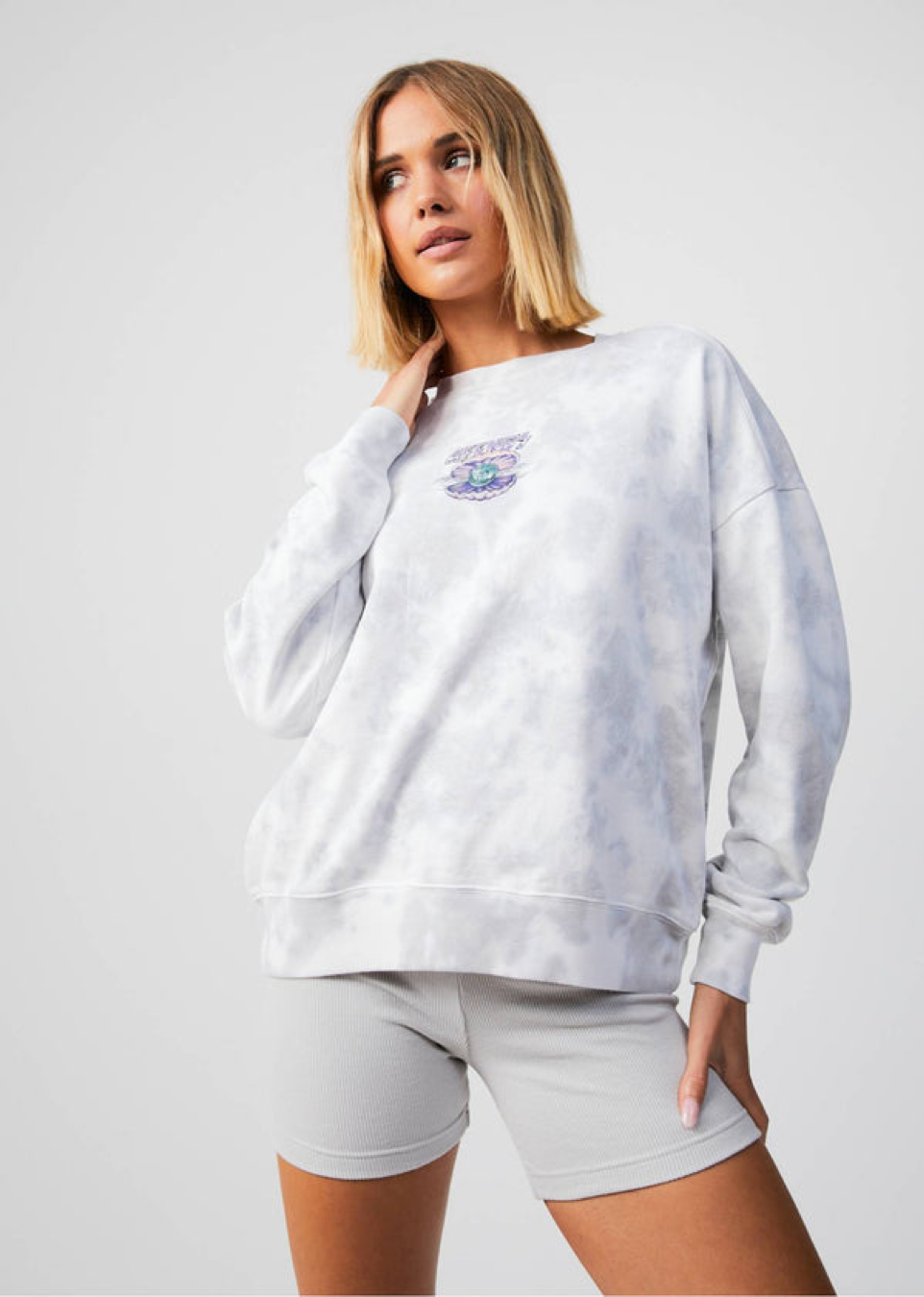 Pearla - Hemp Crew Neck Graphic Sweater / Smoke Wash
