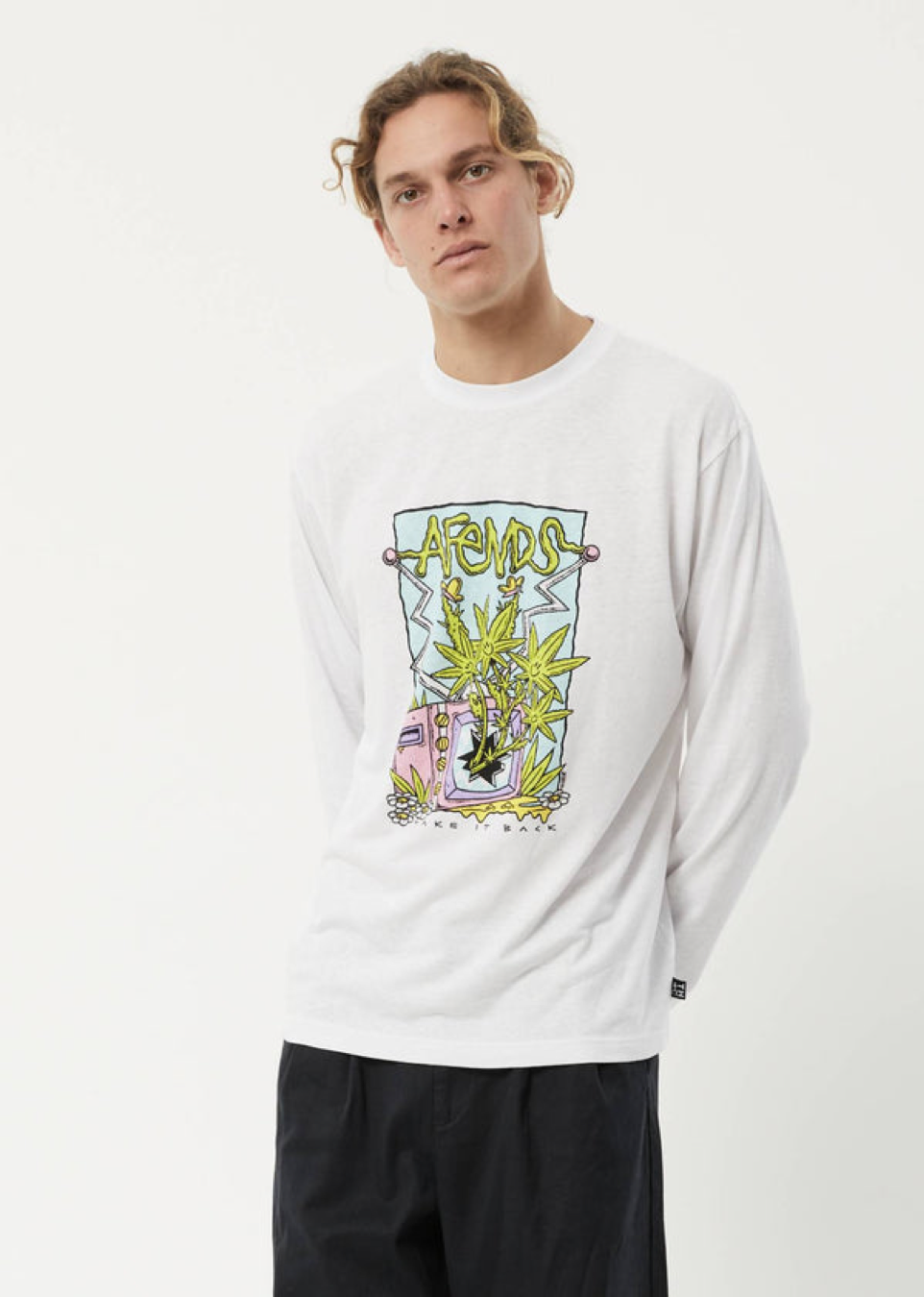 Take It Back - Hemp Graphic Long Sleeve T-Shirt / White