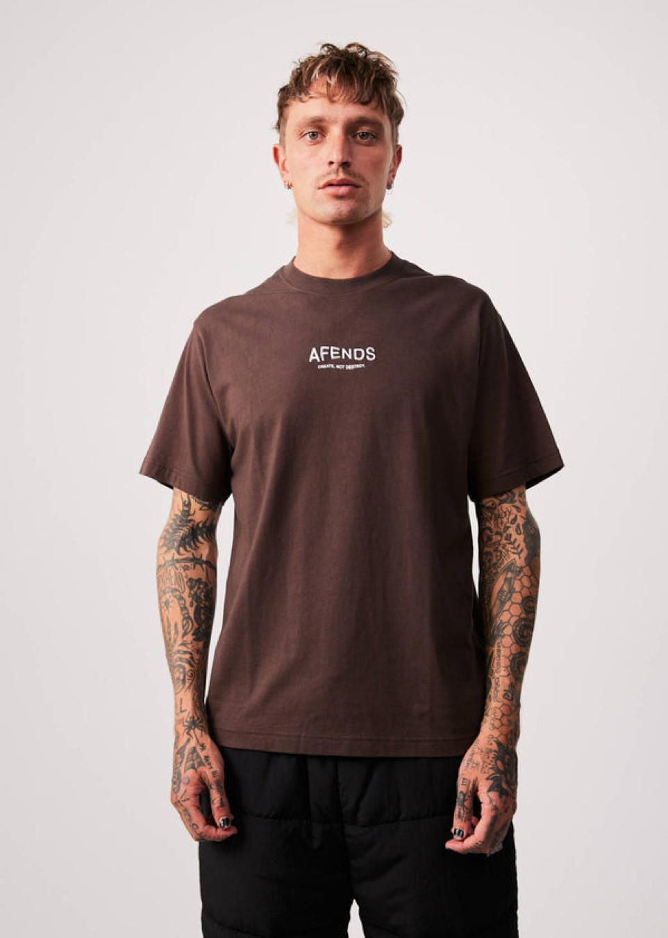 Spaced - Recycled Retro T-Shirt / Coffee