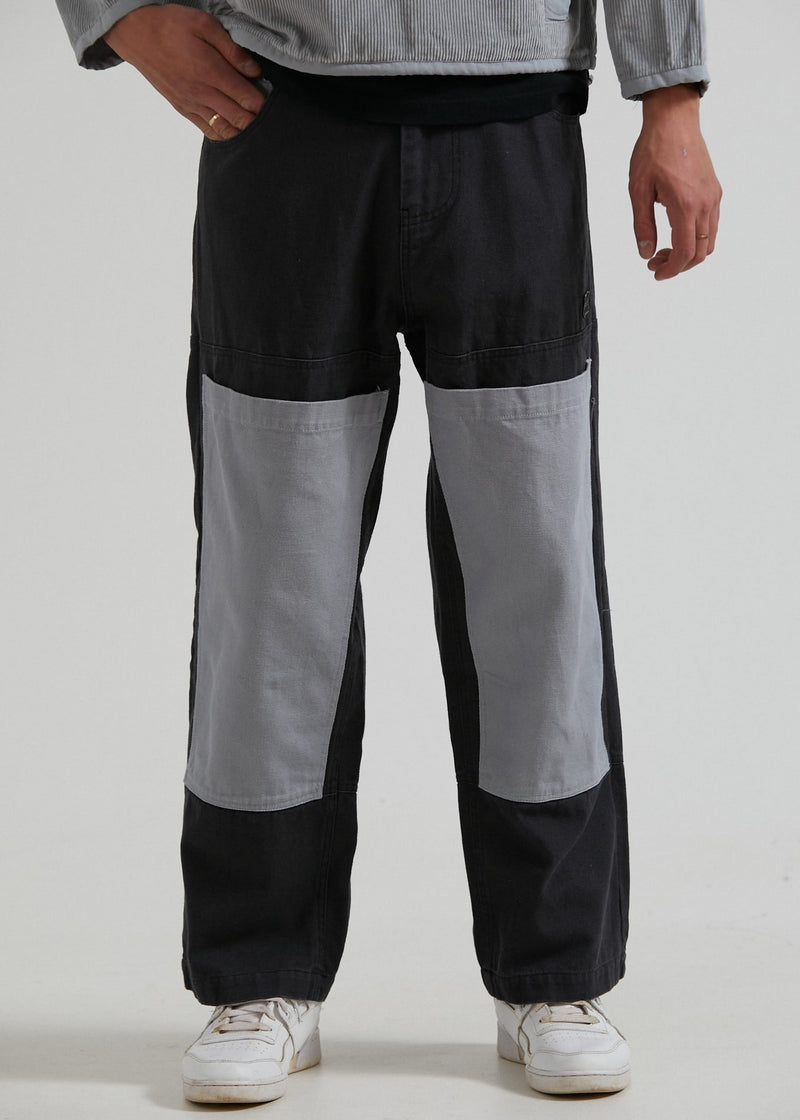 NWT - Afends Foreword Unisex Organic Panelled Pants / Charcoal