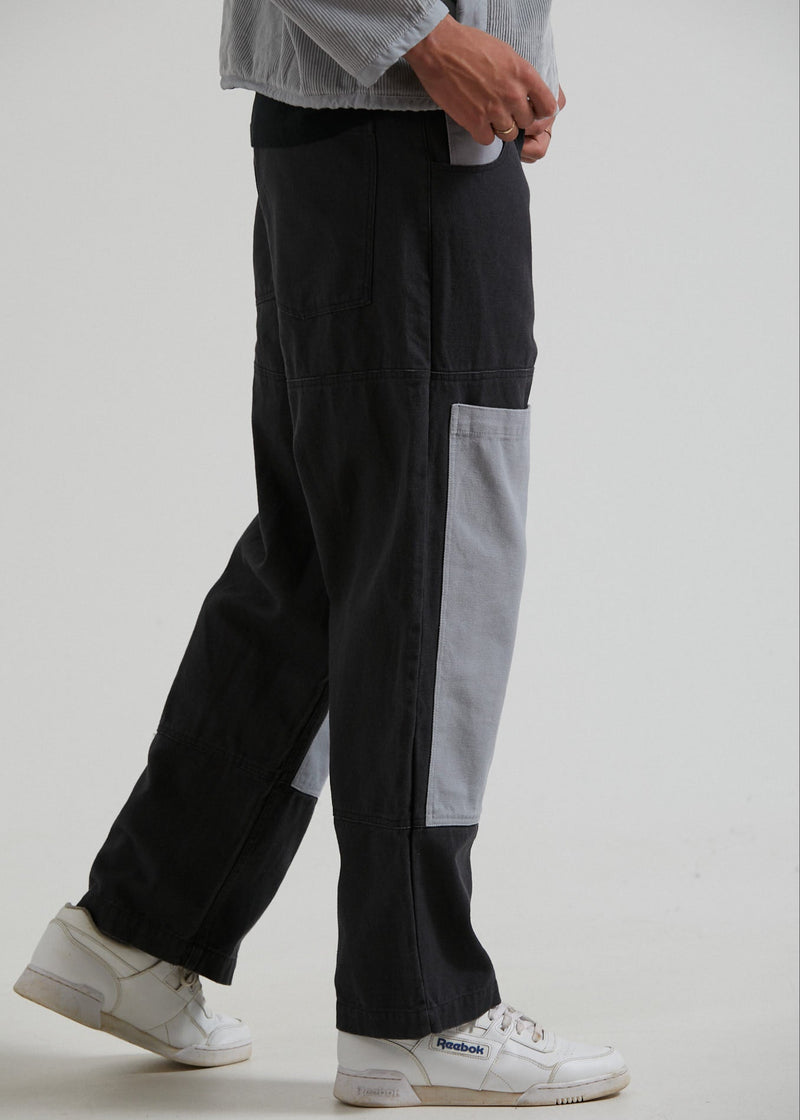 NWT - Afends Foreword Unisex Organic Panelled Pants / Charcoal