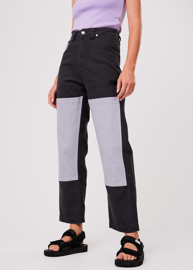 NWT - Afends Foreword Unisex Organic Panelled Pants / Charcoal